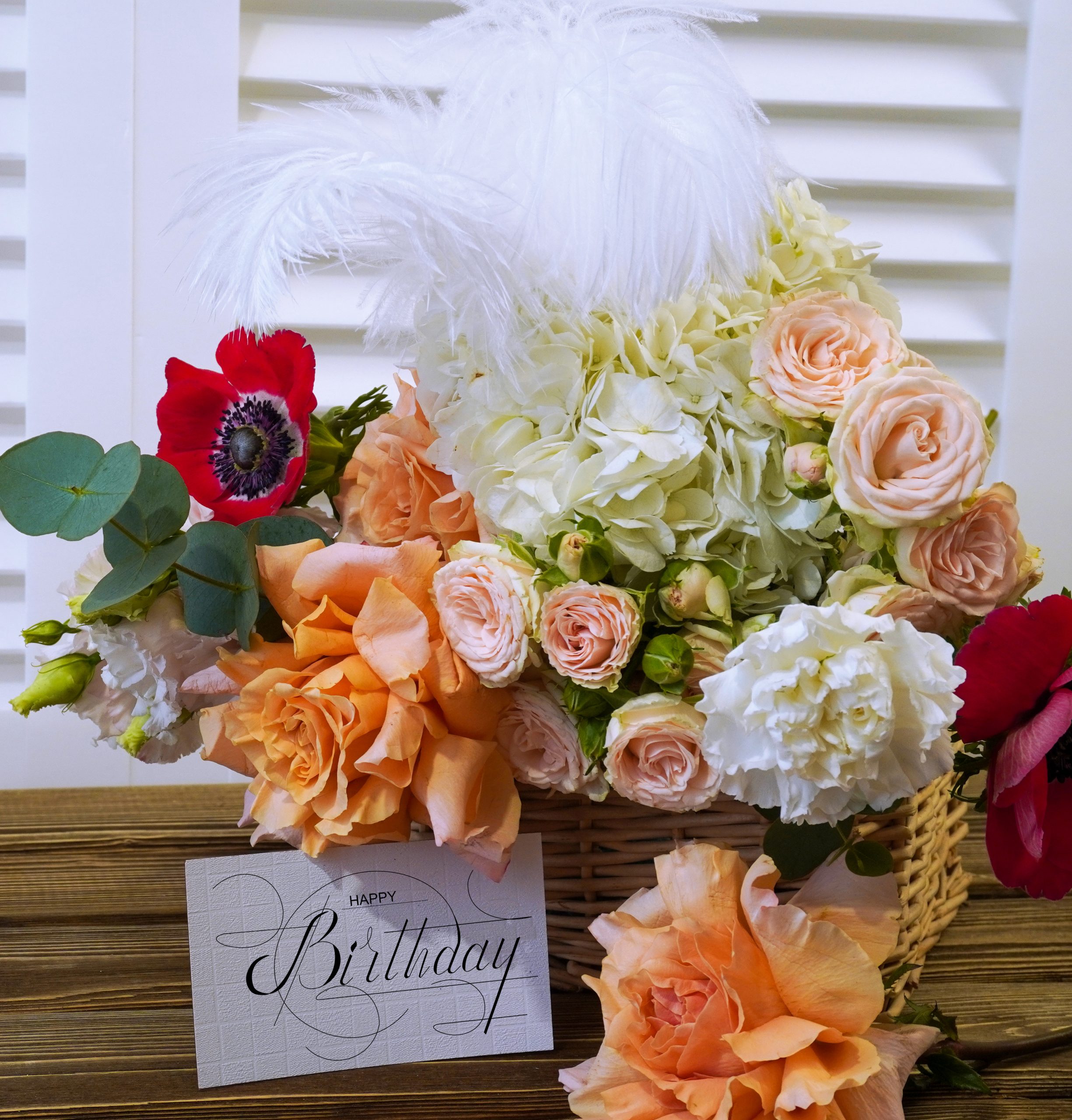 postcard , Internet banner  with a birthday greeting, with the inscription - happy birthday,  a bouquet of flowers with a note of congratulations